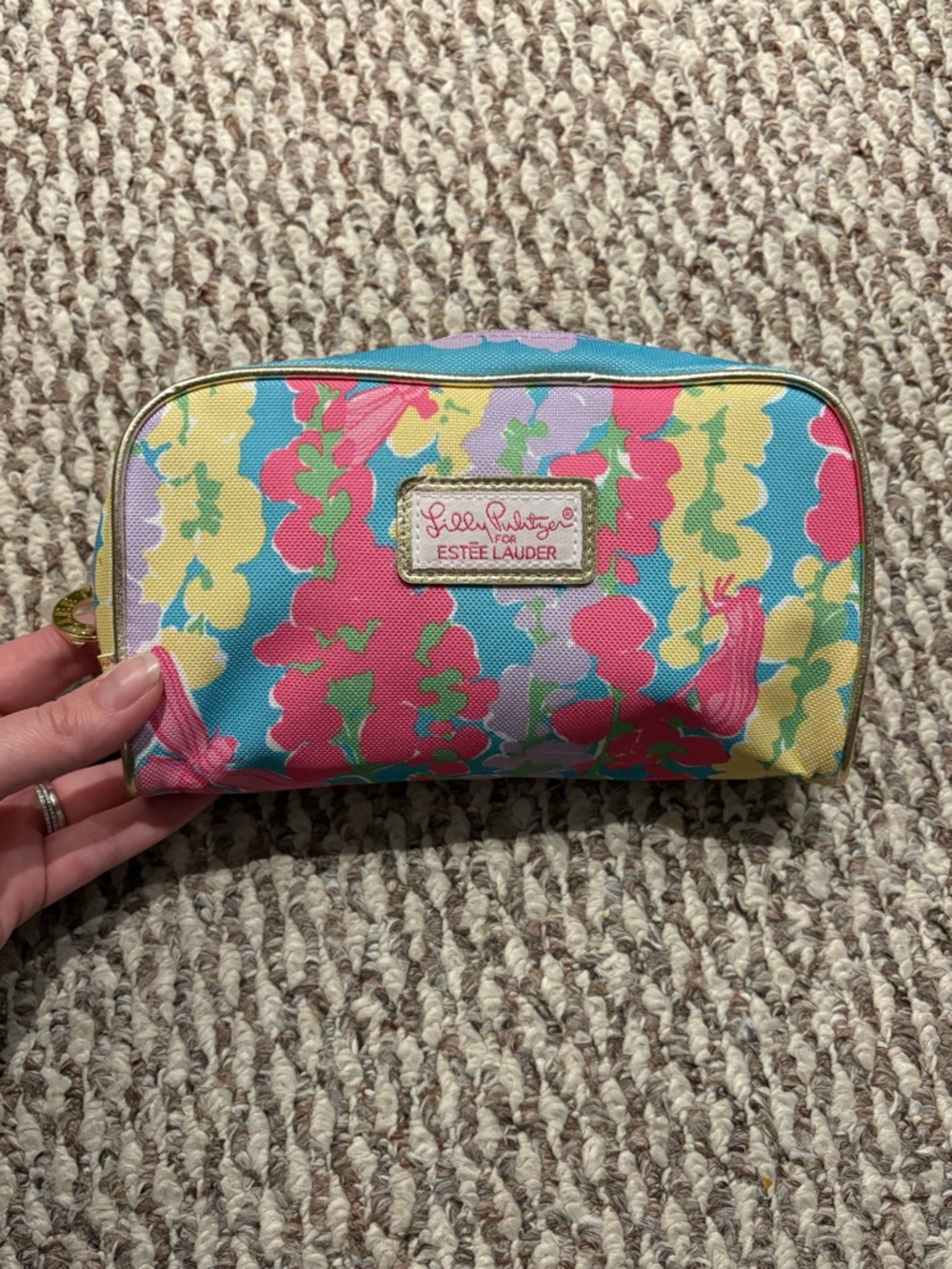 Lilly Pulitzer Multicolor Floral Cosmetic Bag - Turquoise, Pink, Yellow